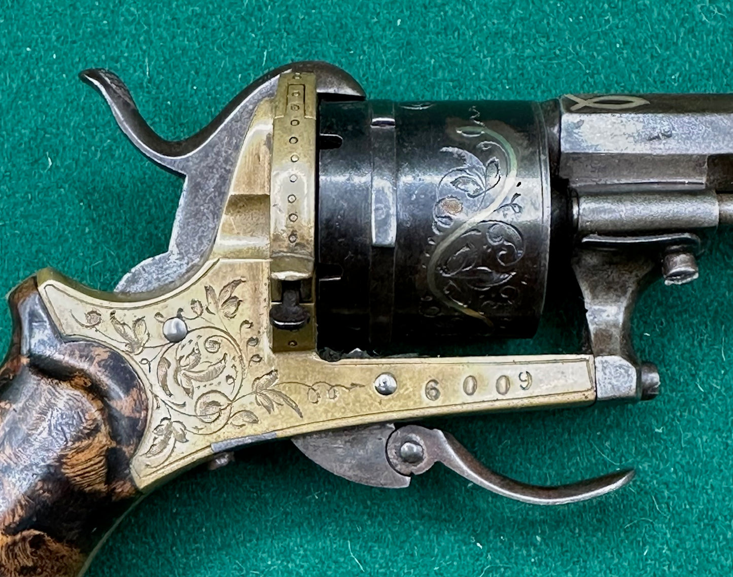 A Stunning Gilt Pinfire Pocket Revolver In Its Fitted Case