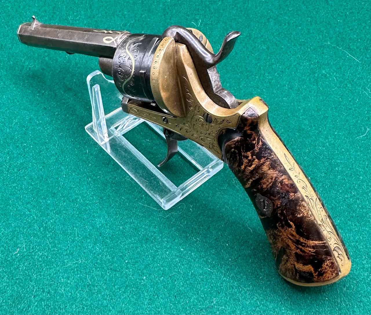 A Stunning Gilt Pinfire Pocket Revolver In Its Fitted Case