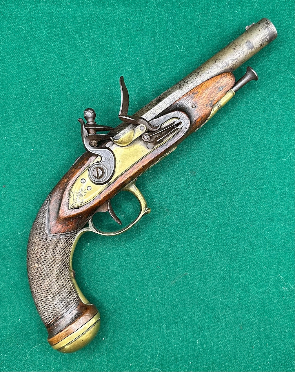 Brass Mounted Belgian Flintlock Officers Pistol