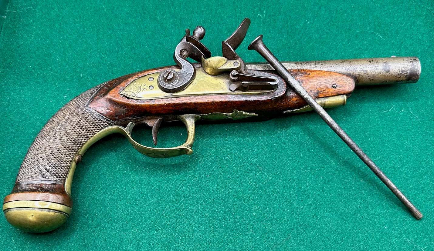 Brass Mounted Belgian Flintlock Officers Pistol