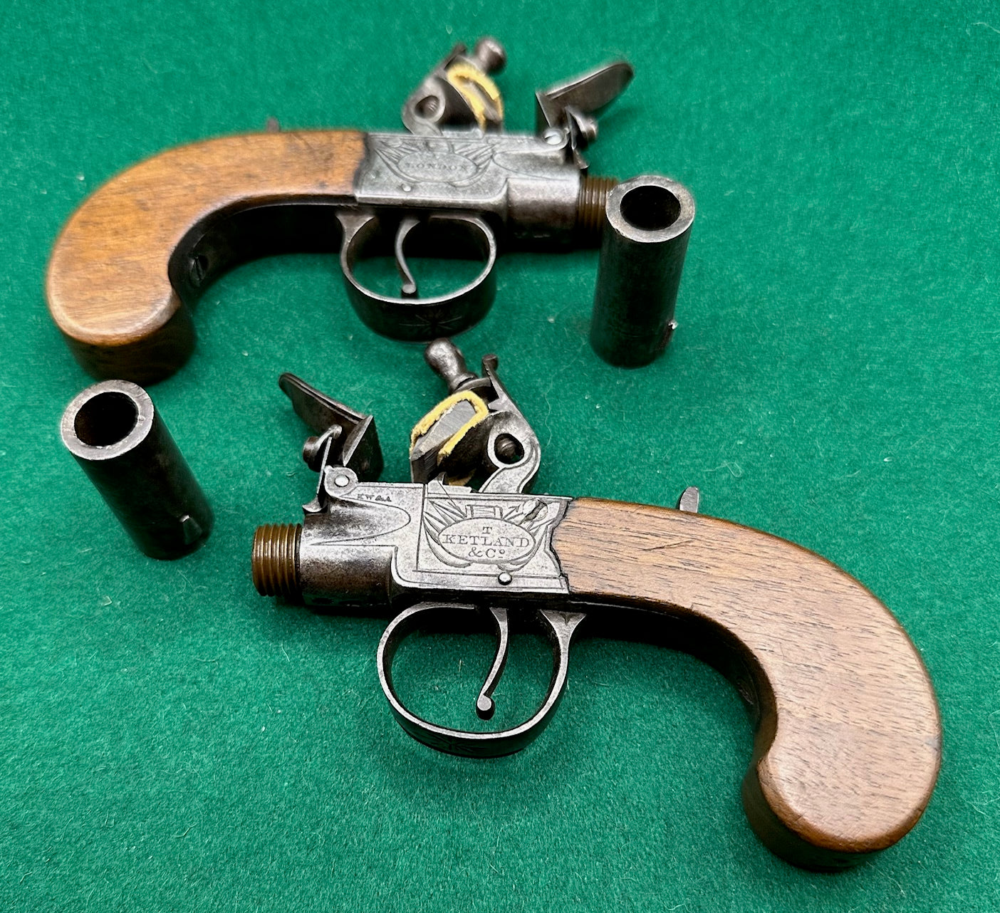 A Cased Pair of Flintlock Ketland & Co Pocket Pistols