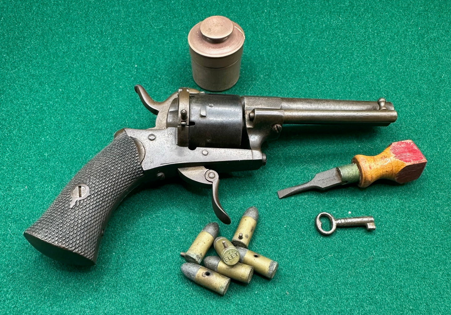 Cased English Pinfire Revolver By C.O. Bircham