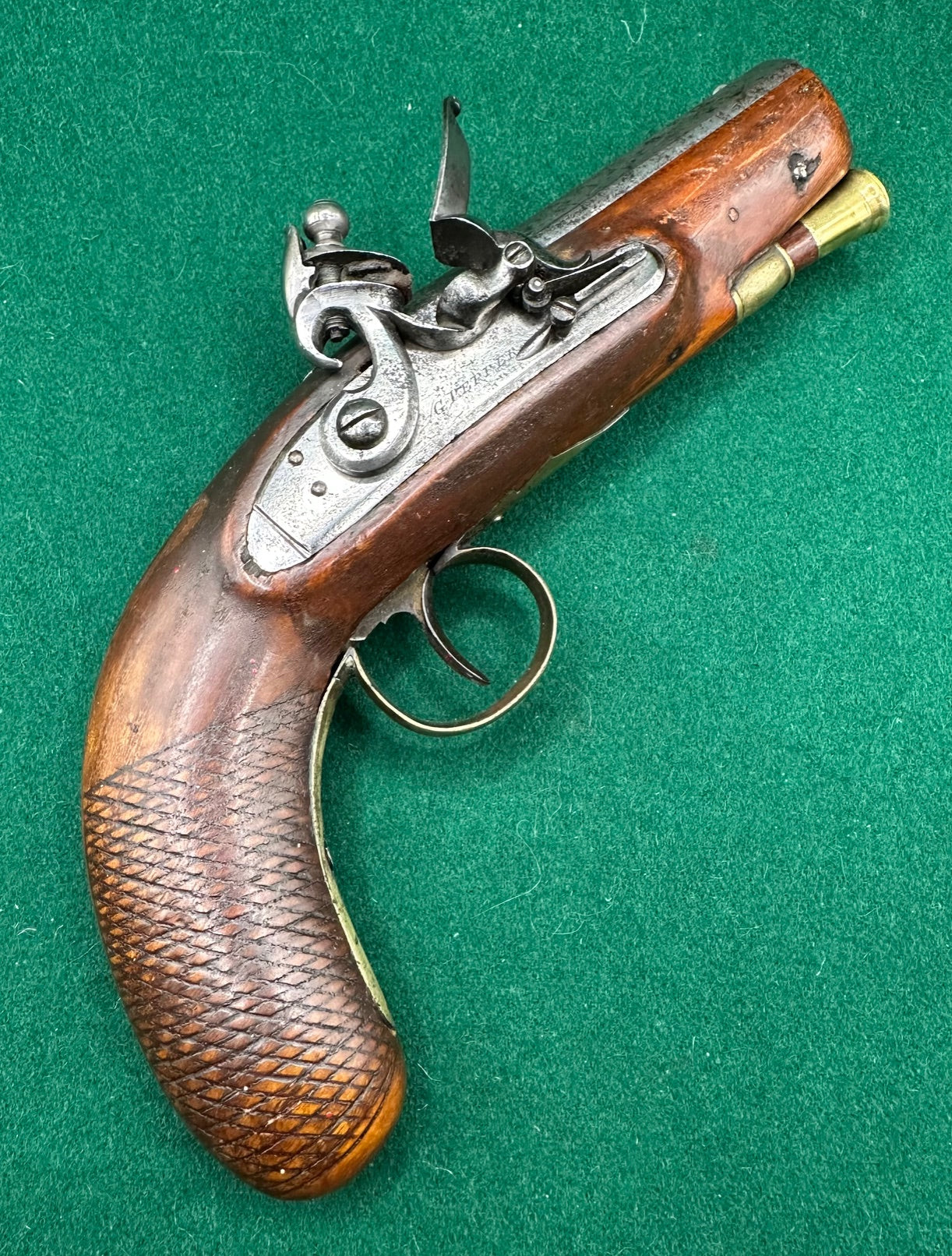 Irish Flintlock Greatcoat Pistol By G Pepper, Dublin