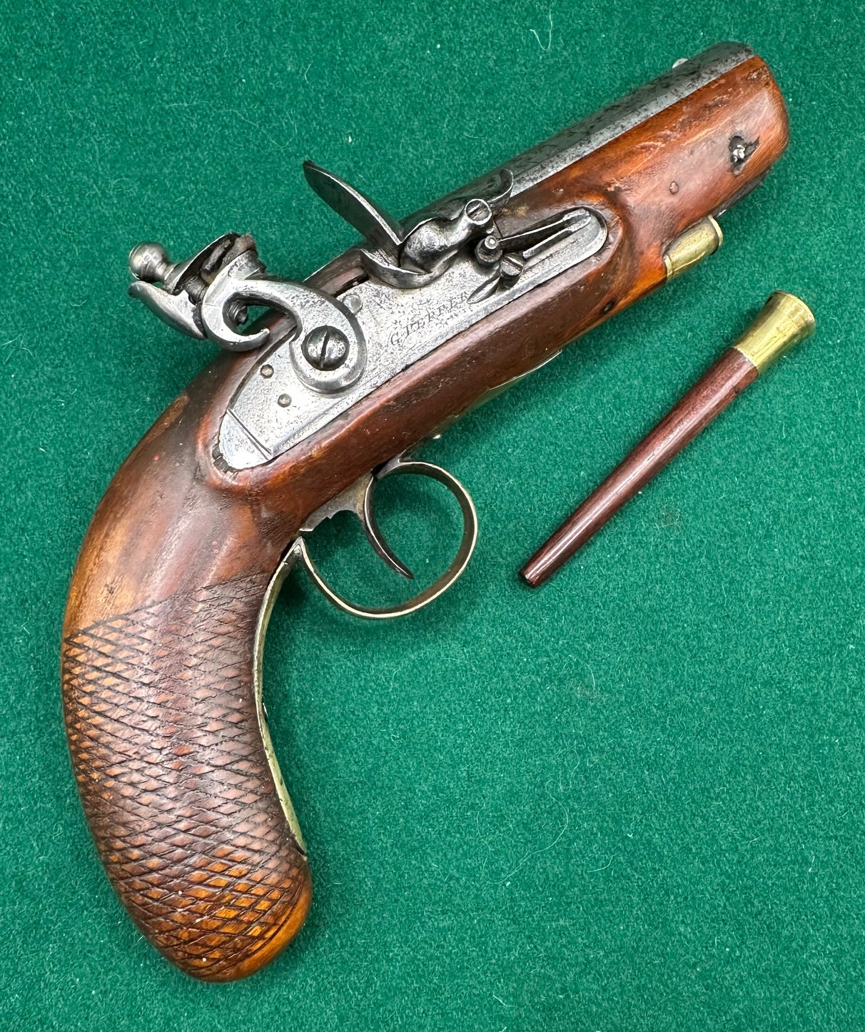 Irish Flintlock Greatcoat Pistol By G Pepper, Dublin