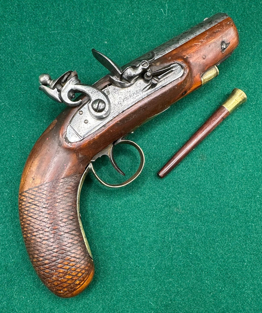 Irish Flintlock Greatcoat Pistol By G Pepper, Dublin