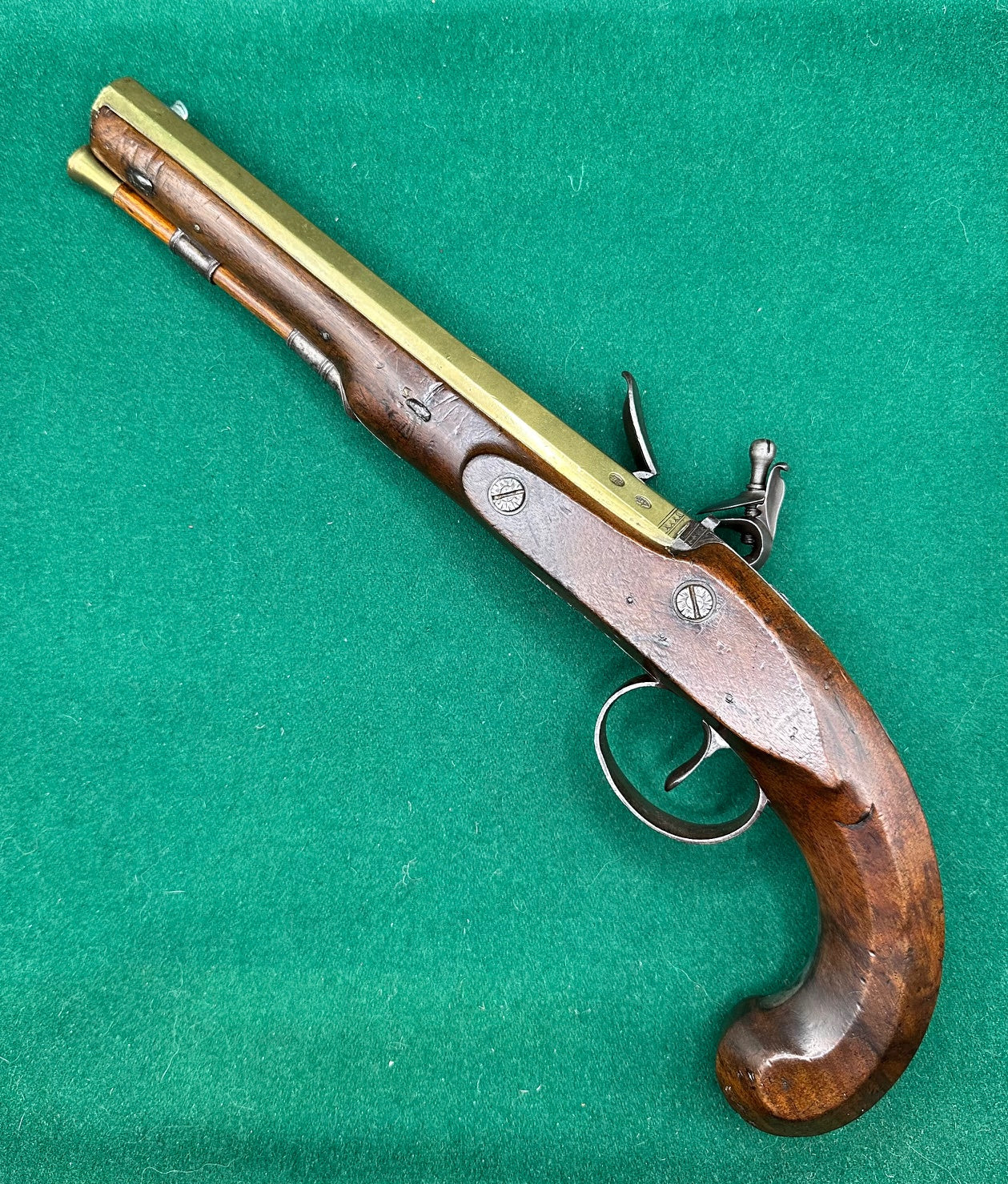 A Handsome Brass Barrelled 0.54 Calibre Officers/Duelling Pistol By O. Probin
