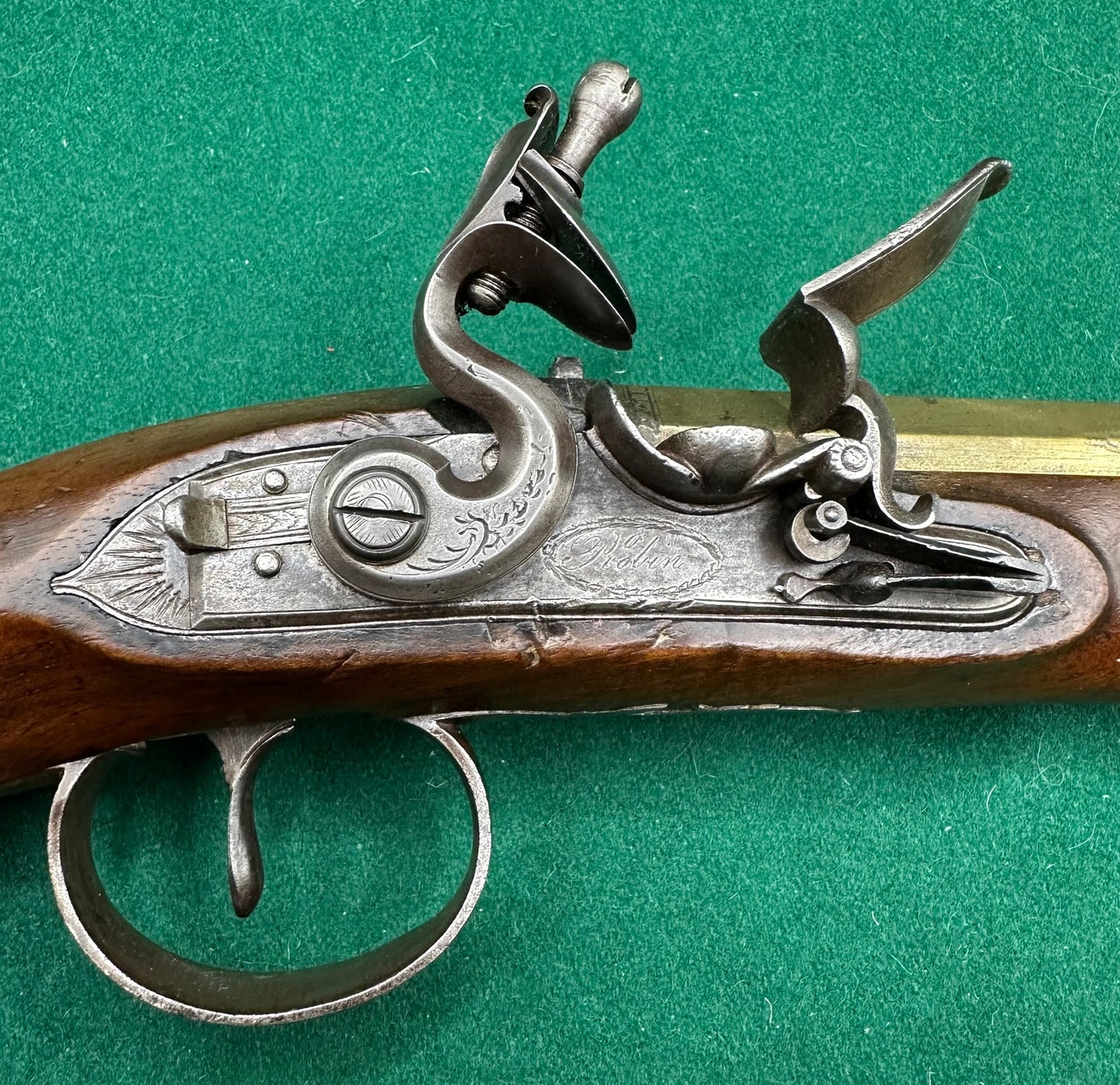 A Handsome Brass Barrelled 0.54 Calibre Officers/Duelling Pistol By O. Probin