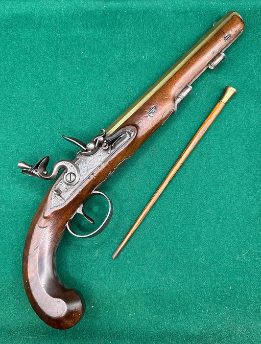 A Handsome Brass Barrelled 0.54 Calibre Officers/Duelling Pistol By O. Probin