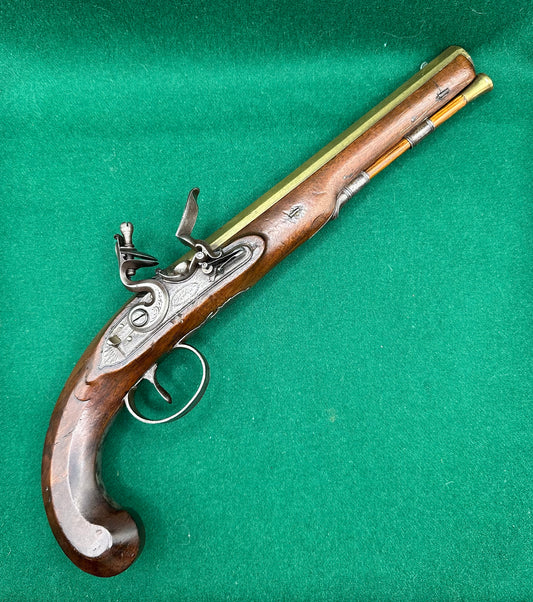 A Handsome Brass Barrelled 0.54 Calibre Officers/Duelling Pistol By O. Probin
