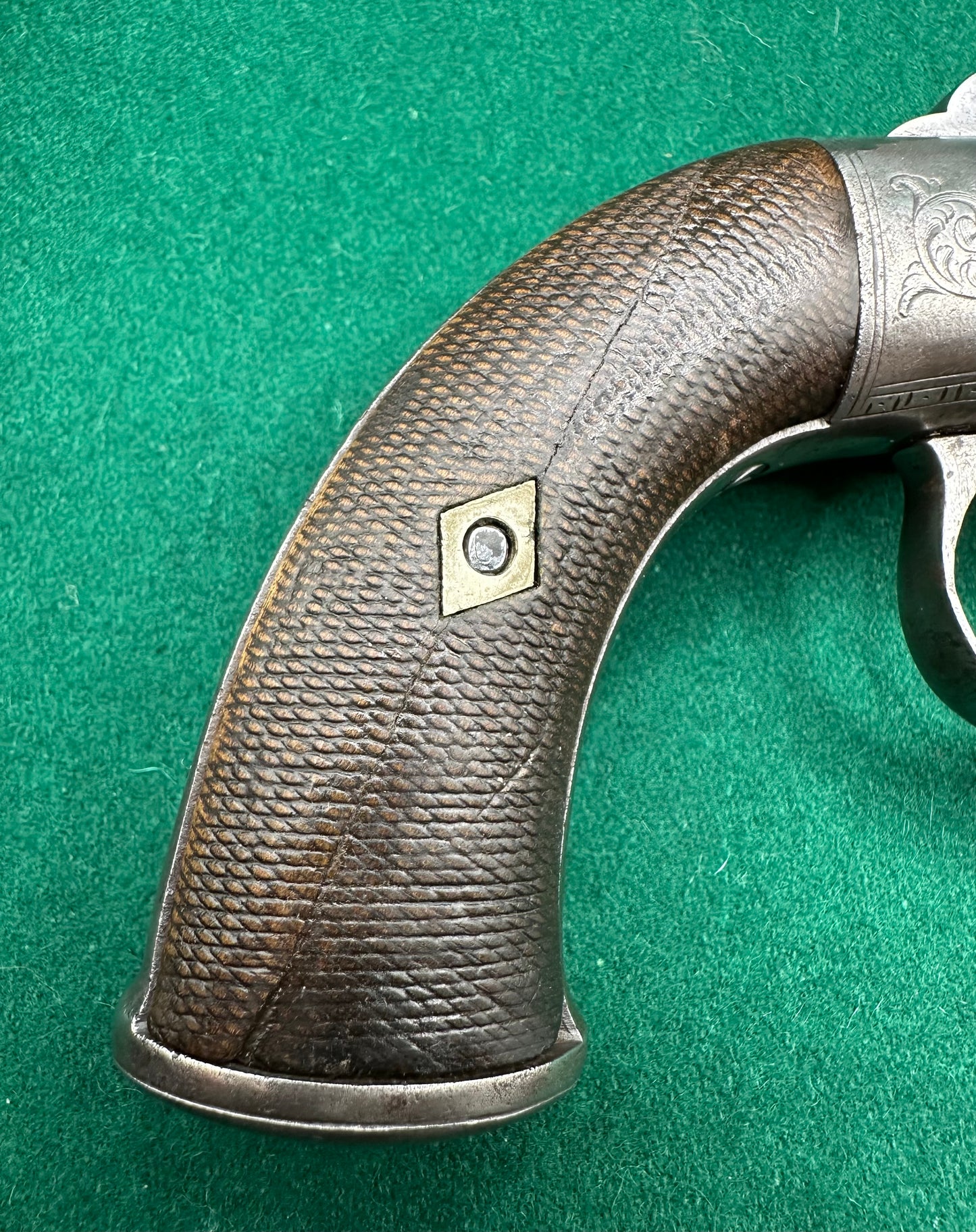 A large Oak Cased Percussion Cap Transitional Revolver