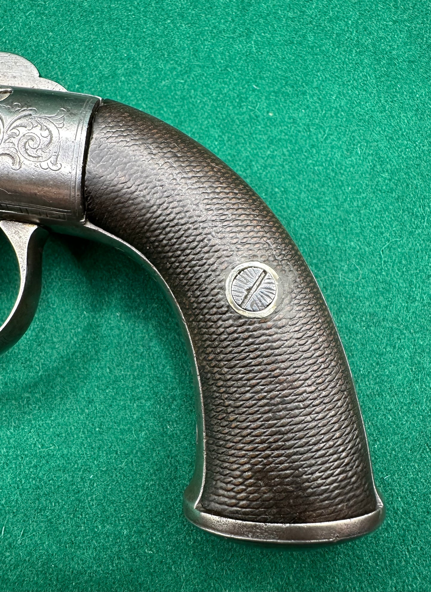 A large Oak Cased Percussion Cap Transitional Revolver