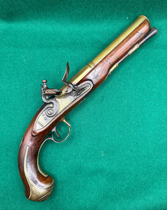 A beautiful Flintlock Holster/Coaching Pistol By Walls Of Stratford On Avon