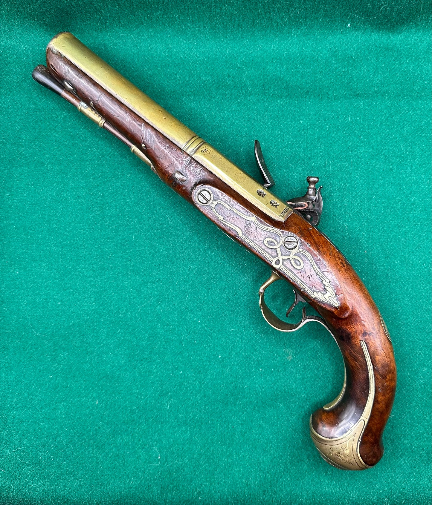 A beautiful Flintlock Holster/Coaching Pistol By Walls Of Stratford On Avon