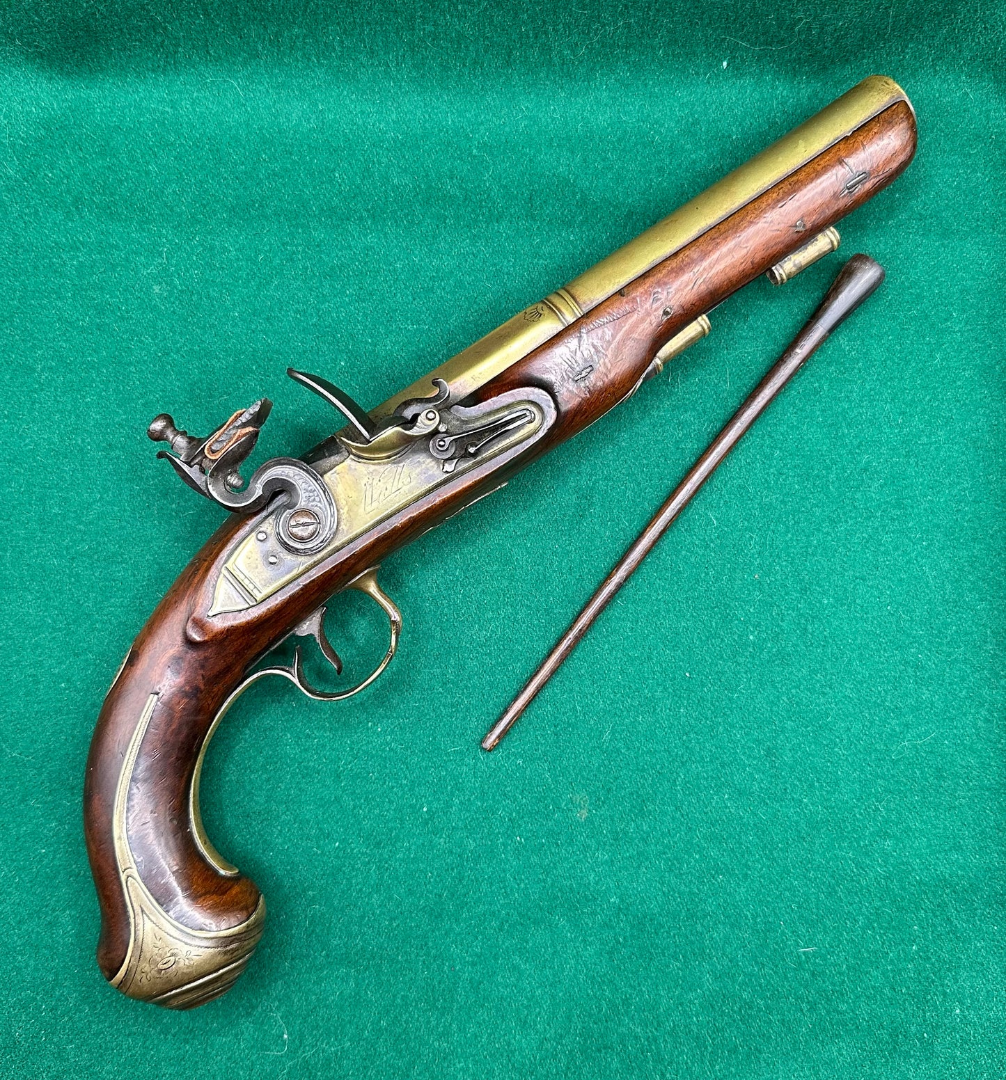 A beautiful Flintlock Holster/Coaching Pistol By Walls Of Stratford On Avon