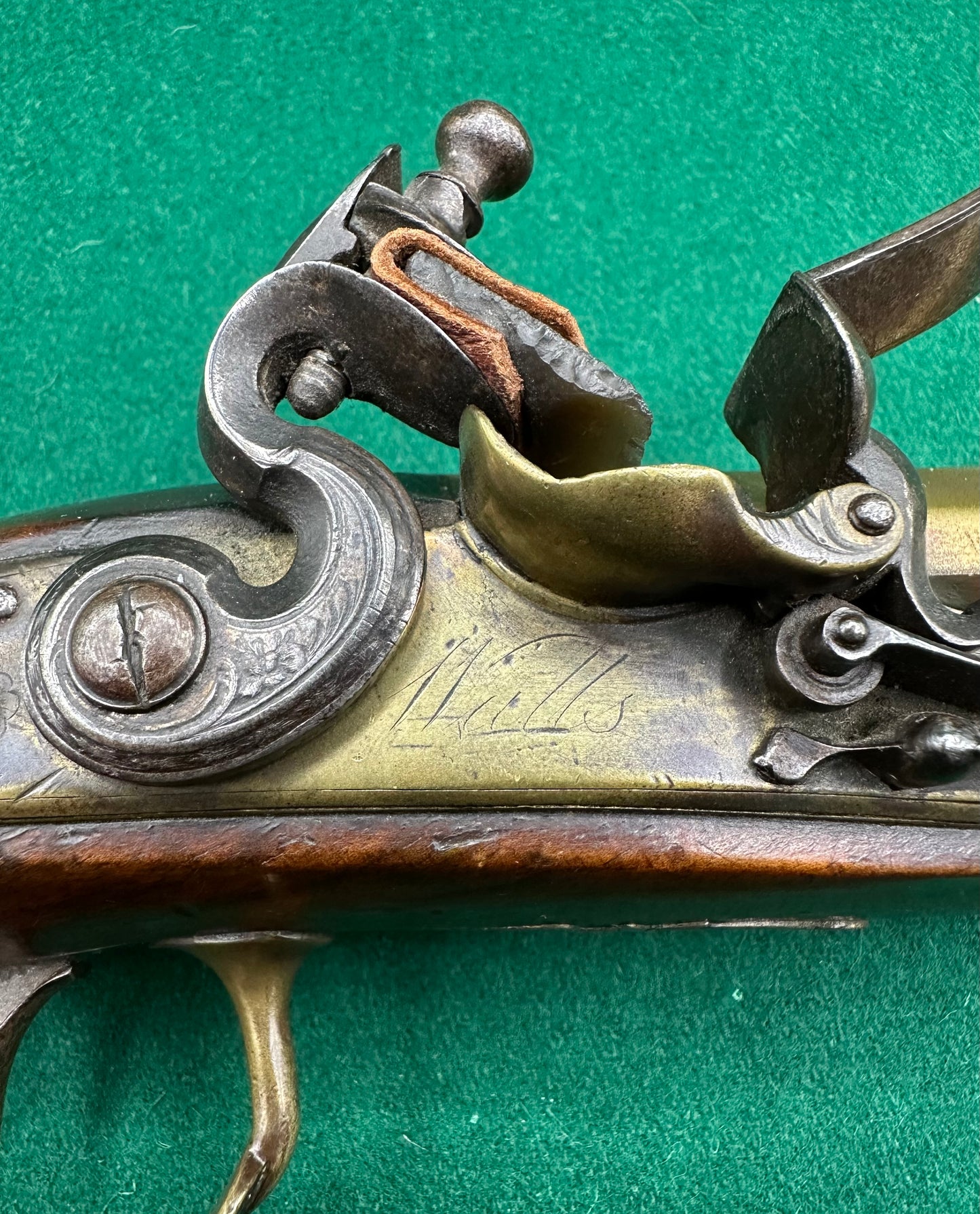 A beautiful Flintlock Holster/Coaching Pistol By Walls Of Stratford On Avon
