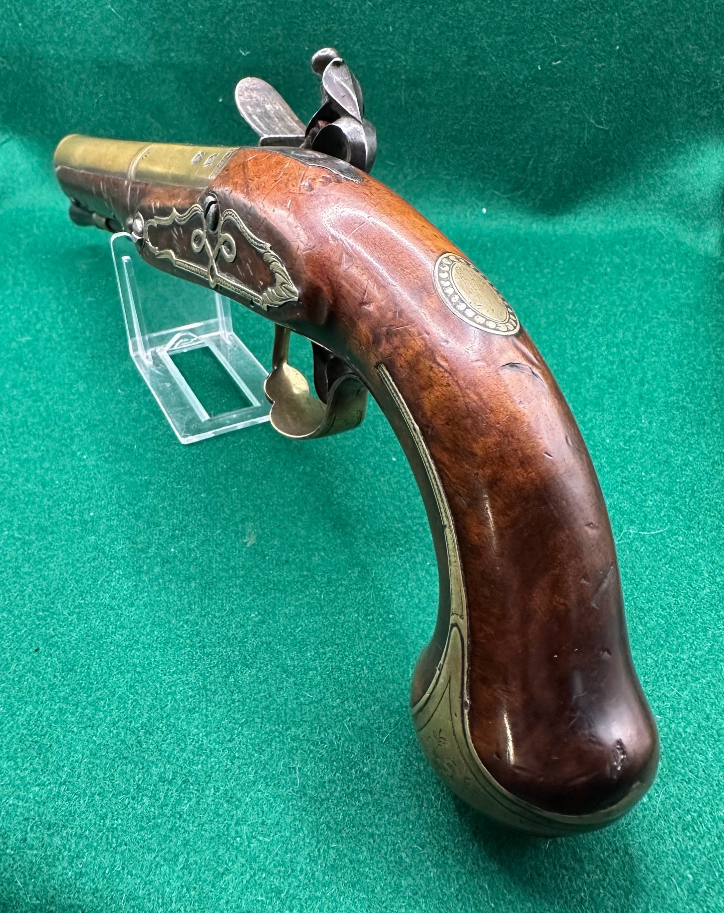 A beautiful Flintlock Holster/Coaching Pistol By Walls Of Stratford On Avon