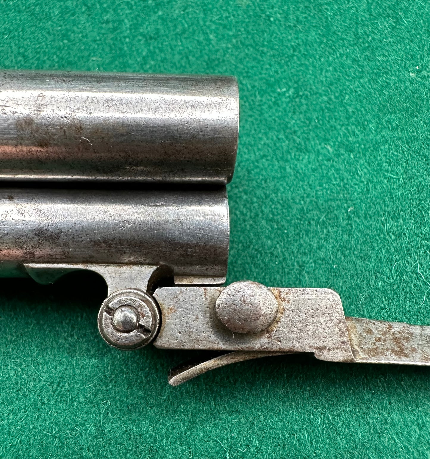 Rare Triple Barrelled Boxlock Flintlock Pistol With Underslung Spring Bayonet