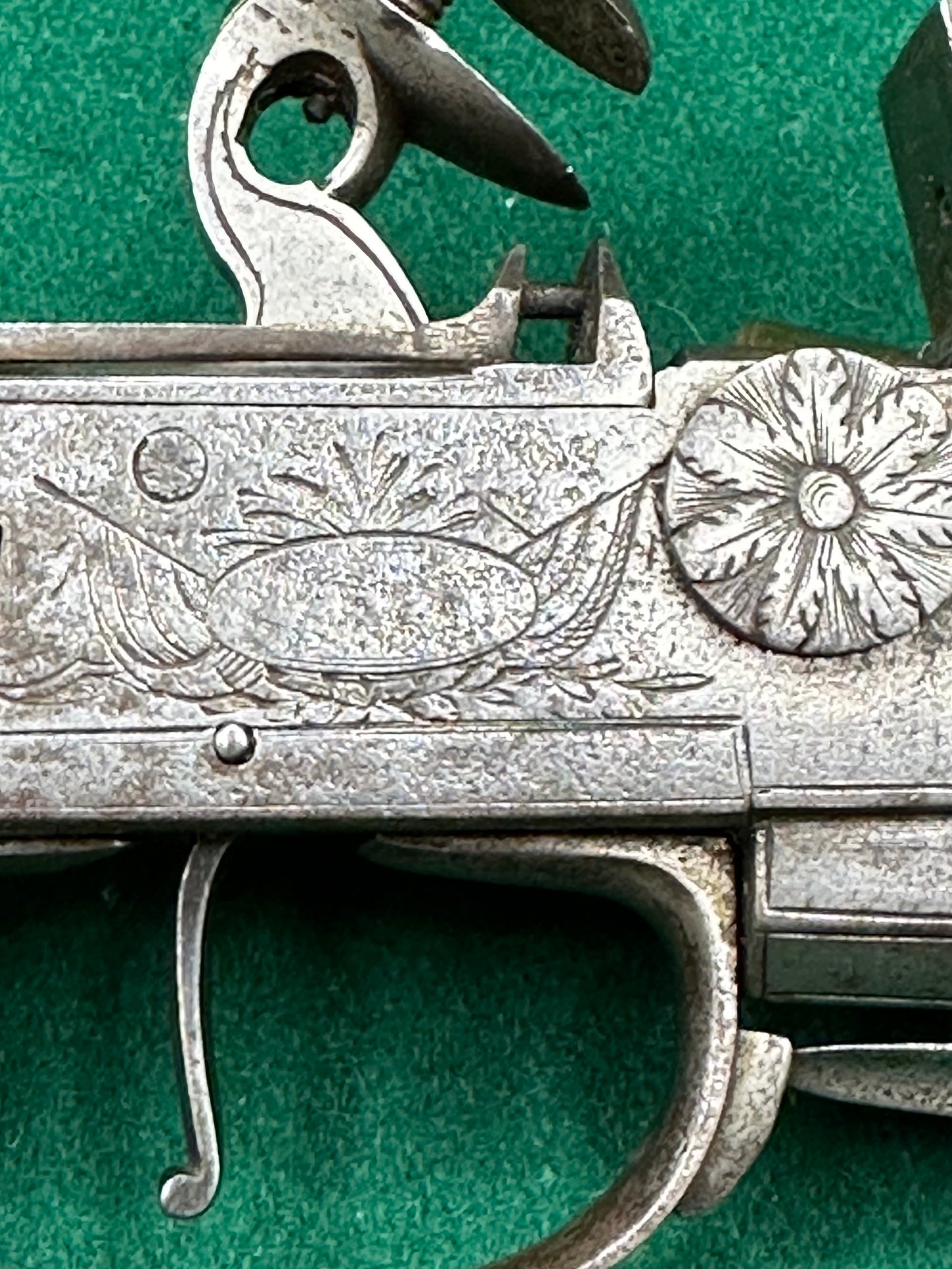 Rare Triple Barrelled Boxlock Flintlock Pistol With Underslung Spring Bayonet
