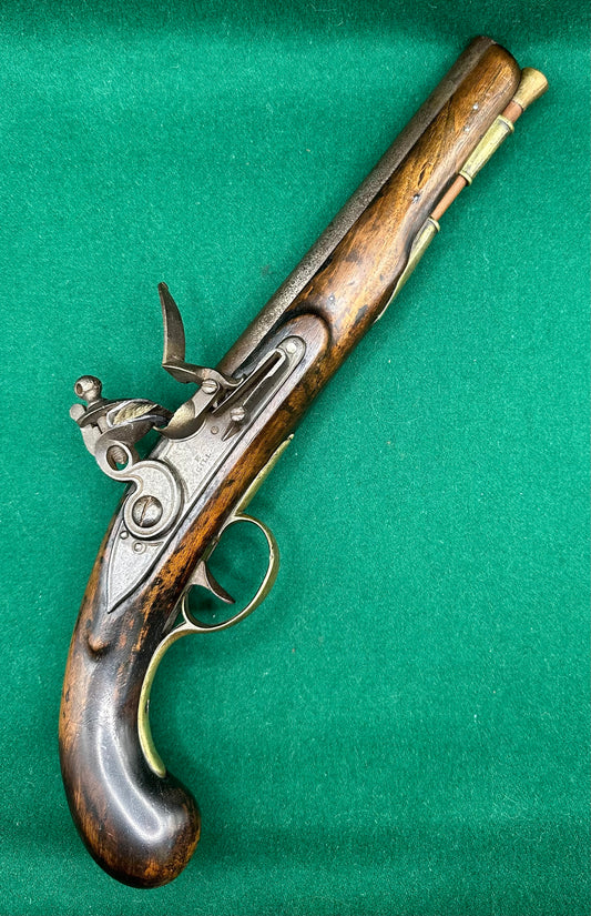 Large Full Stocked Flintlock "Trade" Pistol Signed E.Gill
