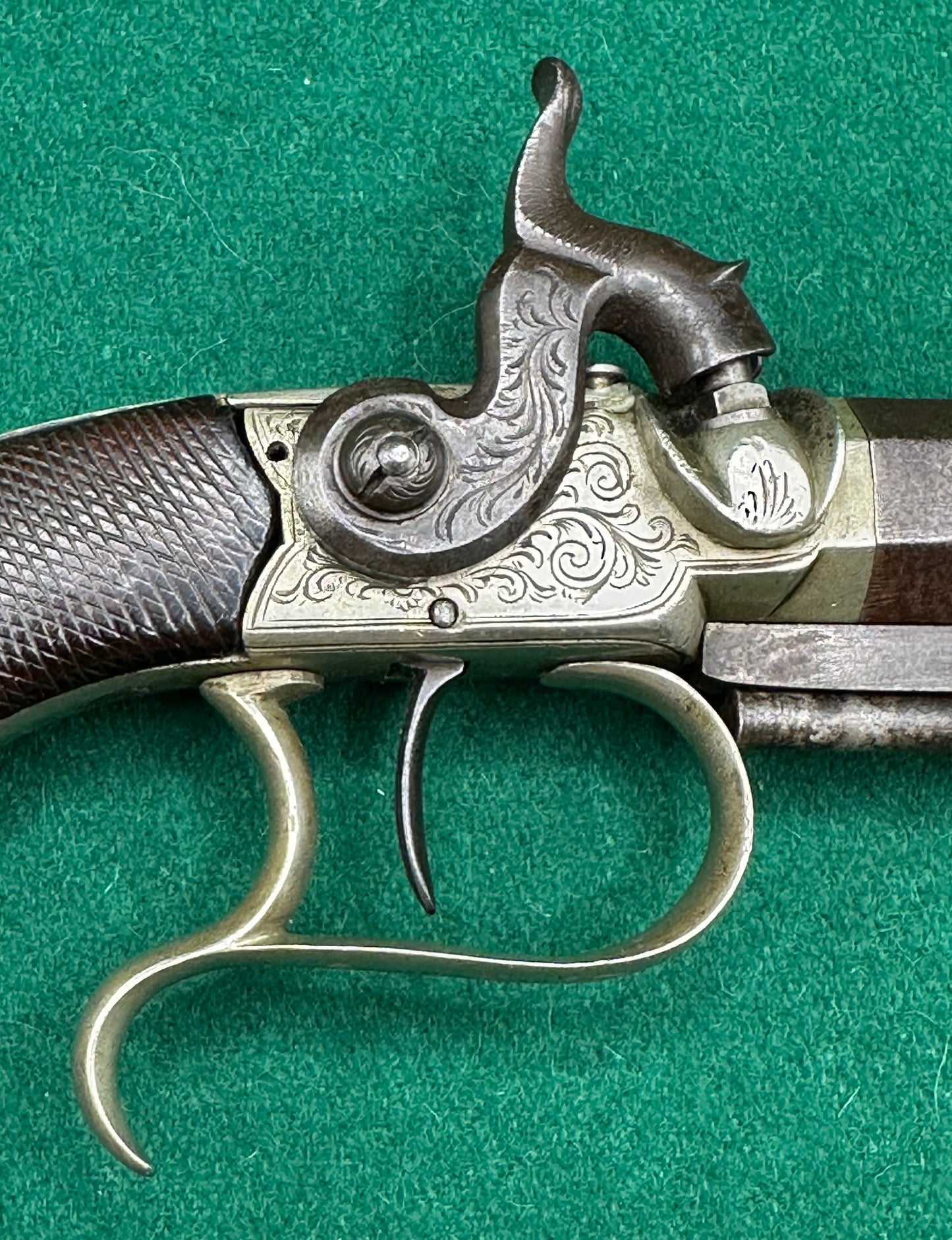 Interesting Side Hammer Boxlock Percussion Cap Overcoat Pistol Engraved C. Chaplin Esq Blankney and Joe Manton, London