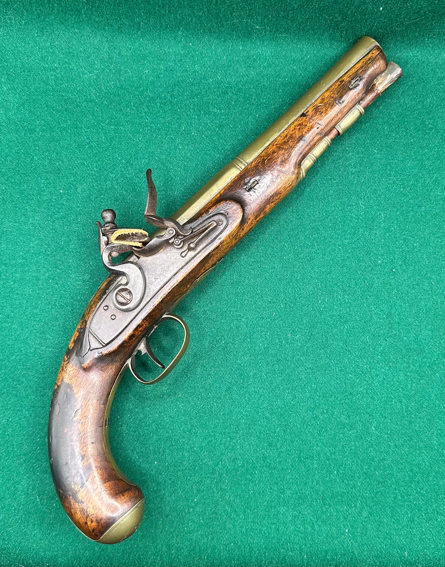 Rare Customs Brass Barrelled Flintlock Pistol