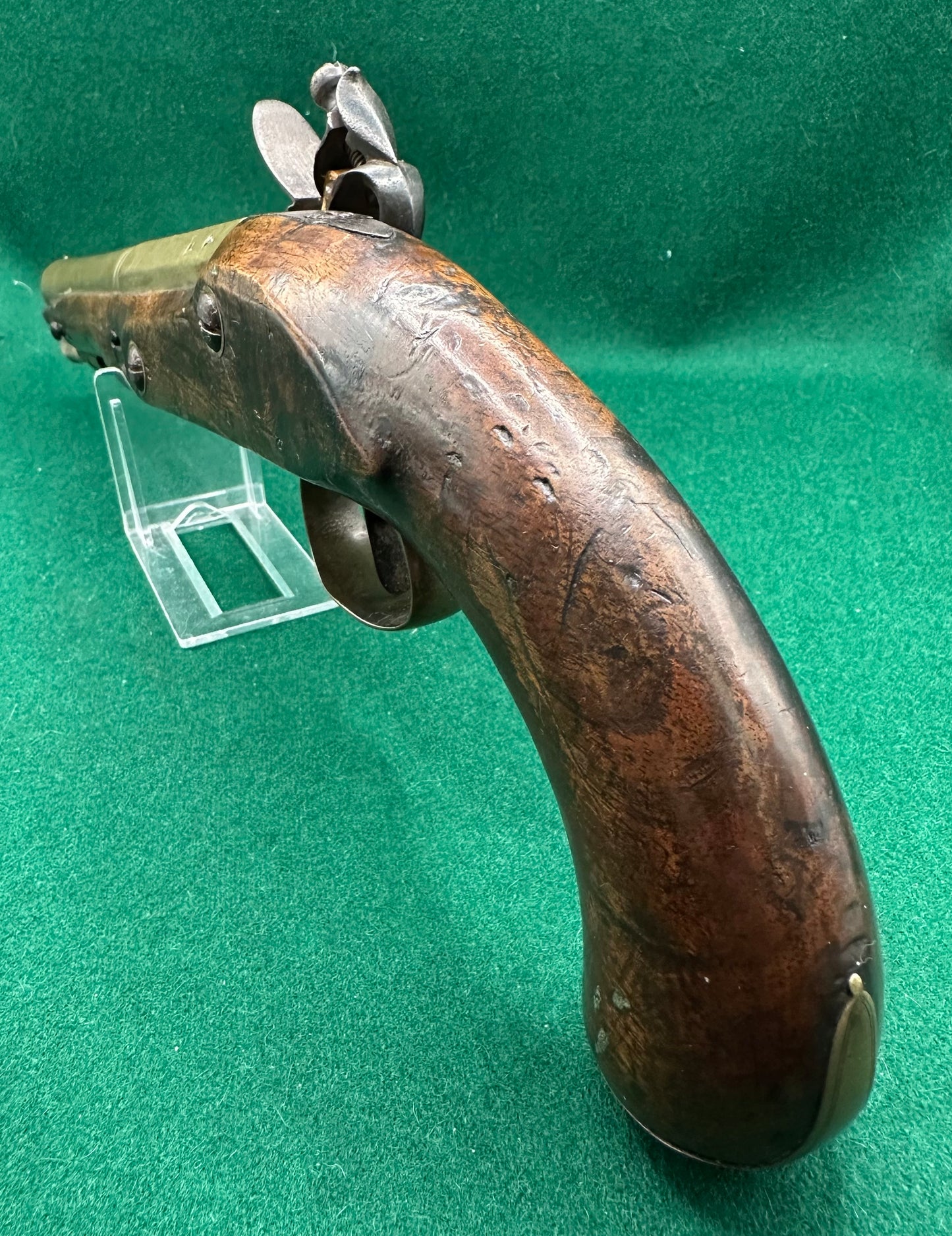 Rare Customs Brass Barrelled Flintlock Pistol