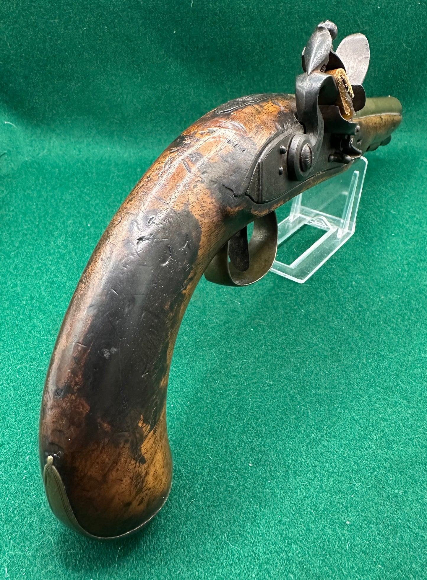 Rare Customs Brass Barrelled Flintlock Pistol