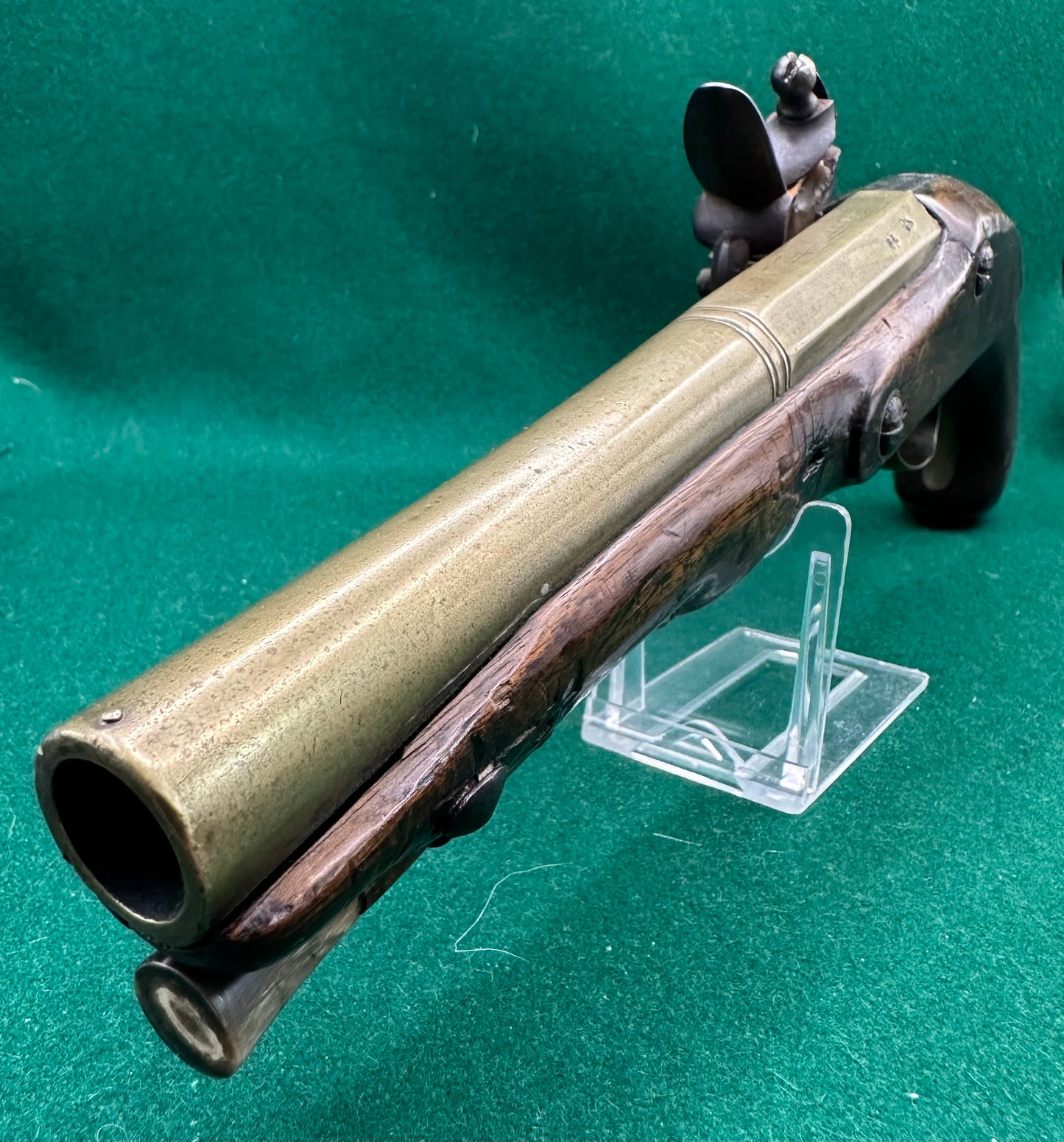 Rare Customs Brass Barrelled Flintlock Pistol