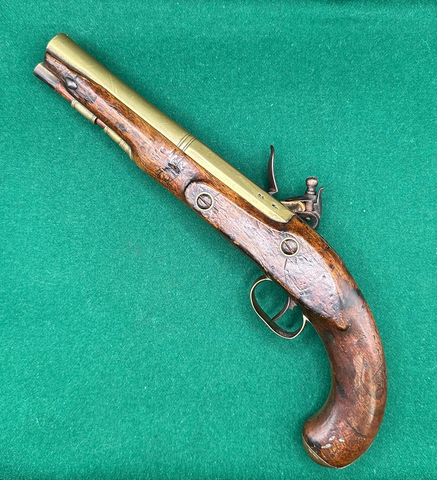 Rare Customs Brass Barrelled Flintlock Pistol