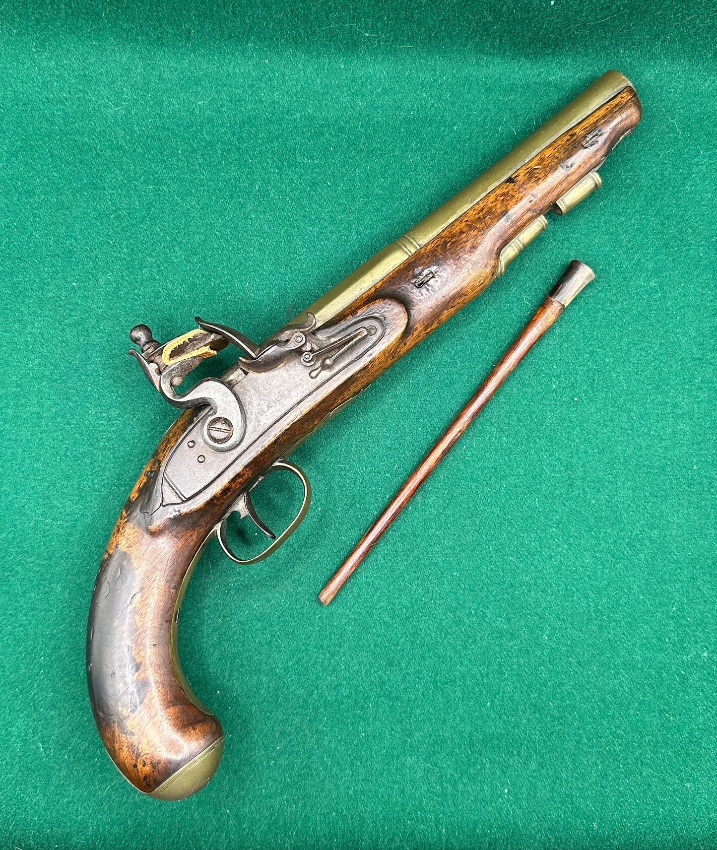 Rare Customs Brass Barrelled Flintlock Pistol