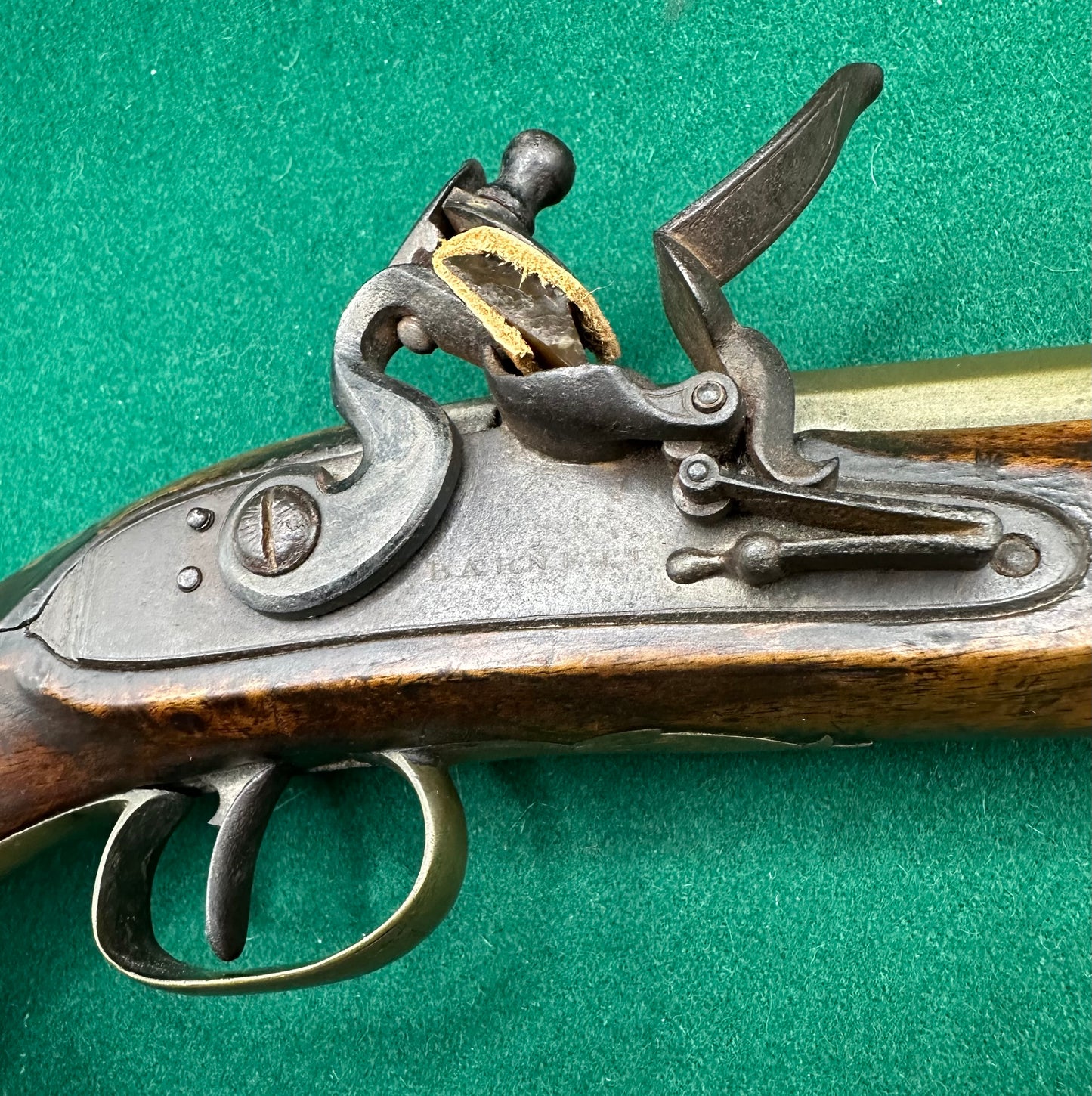 Rare Customs Brass Barrelled Flintlock Pistol