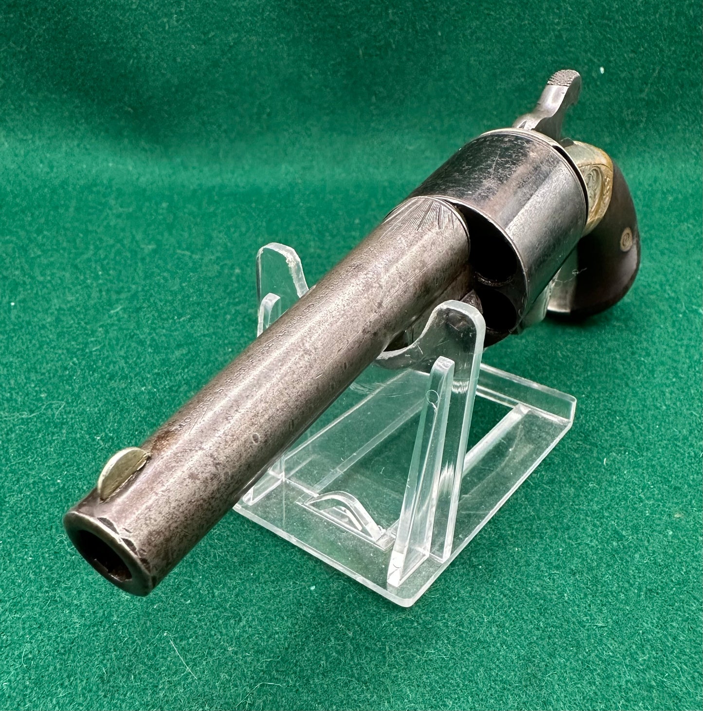 A Cased Moores Patent Teat Fire Pocket Revolver