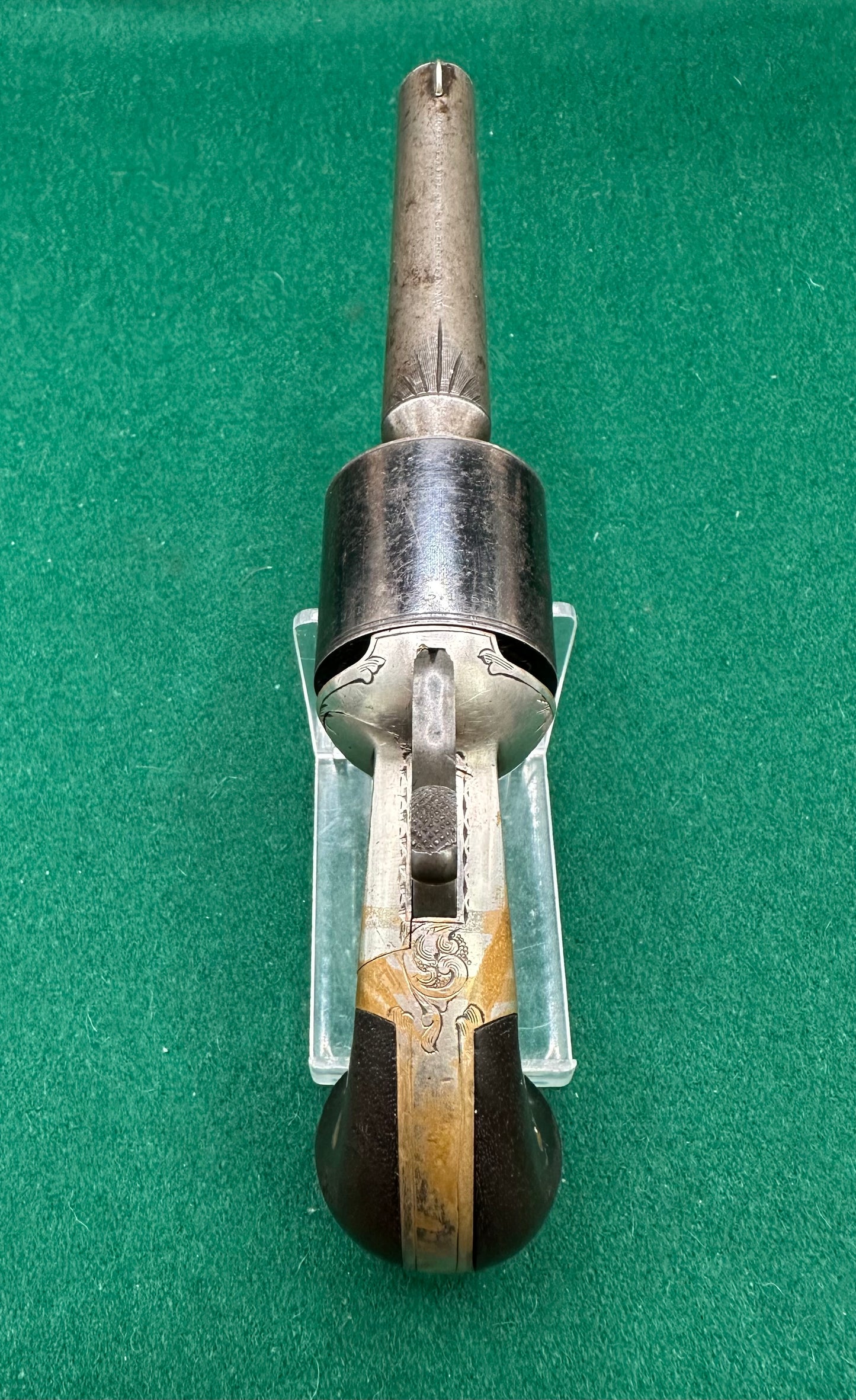 A Cased Moores Patent Teat Fire Pocket Revolver