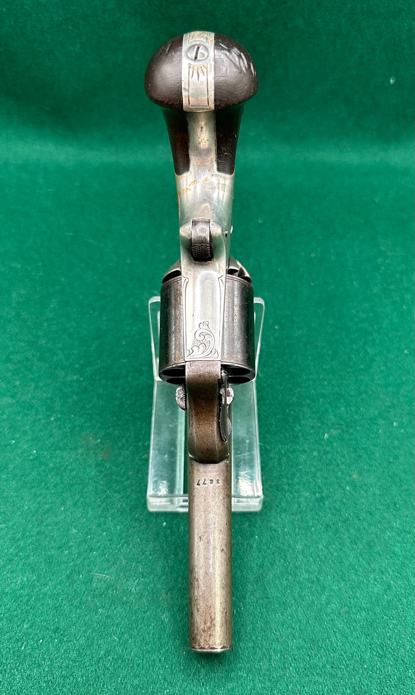 A Cased Moores Patent Teat Fire Pocket Revolver