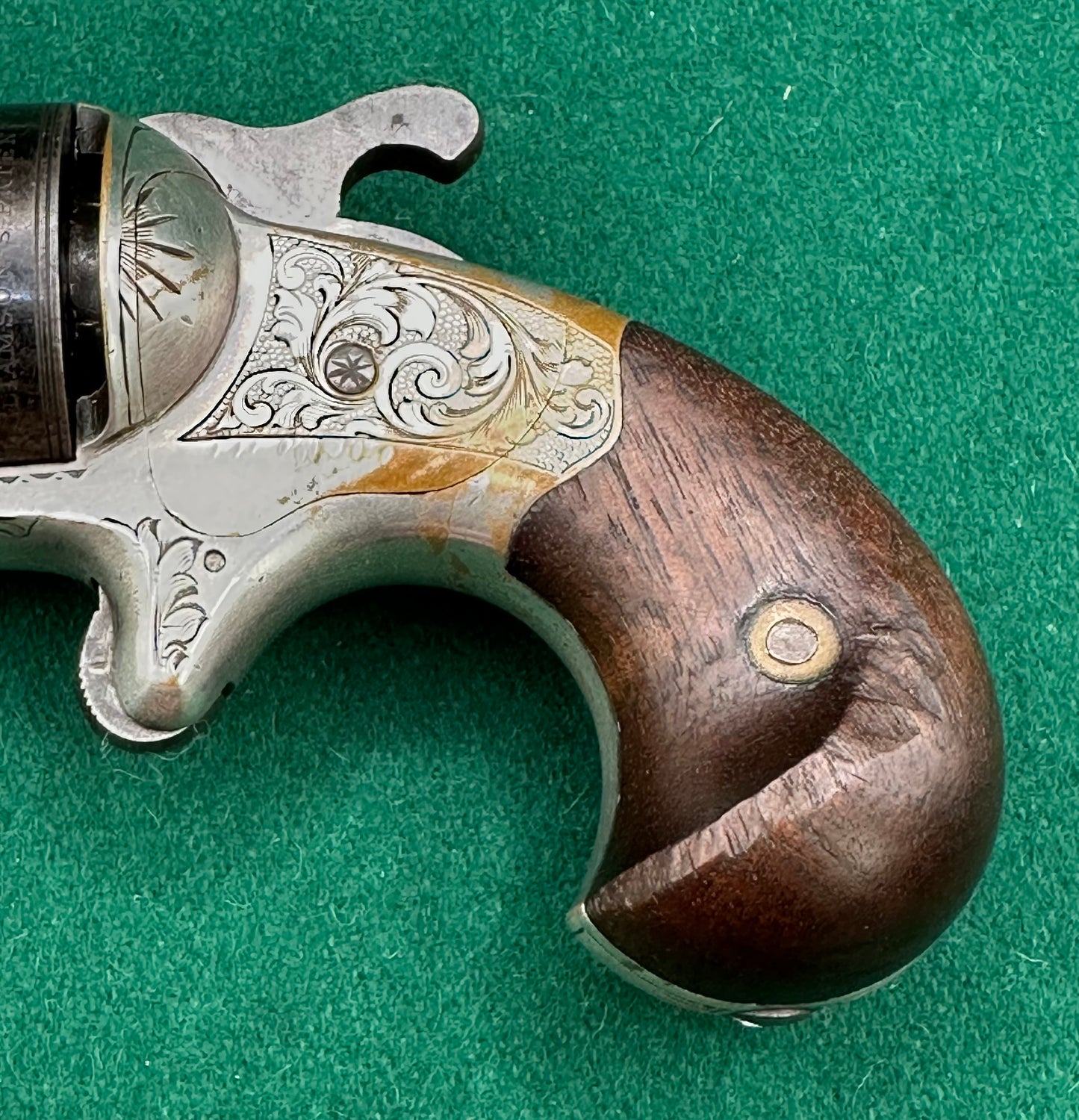 A Cased Moores Patent Teat Fire Pocket Revolver