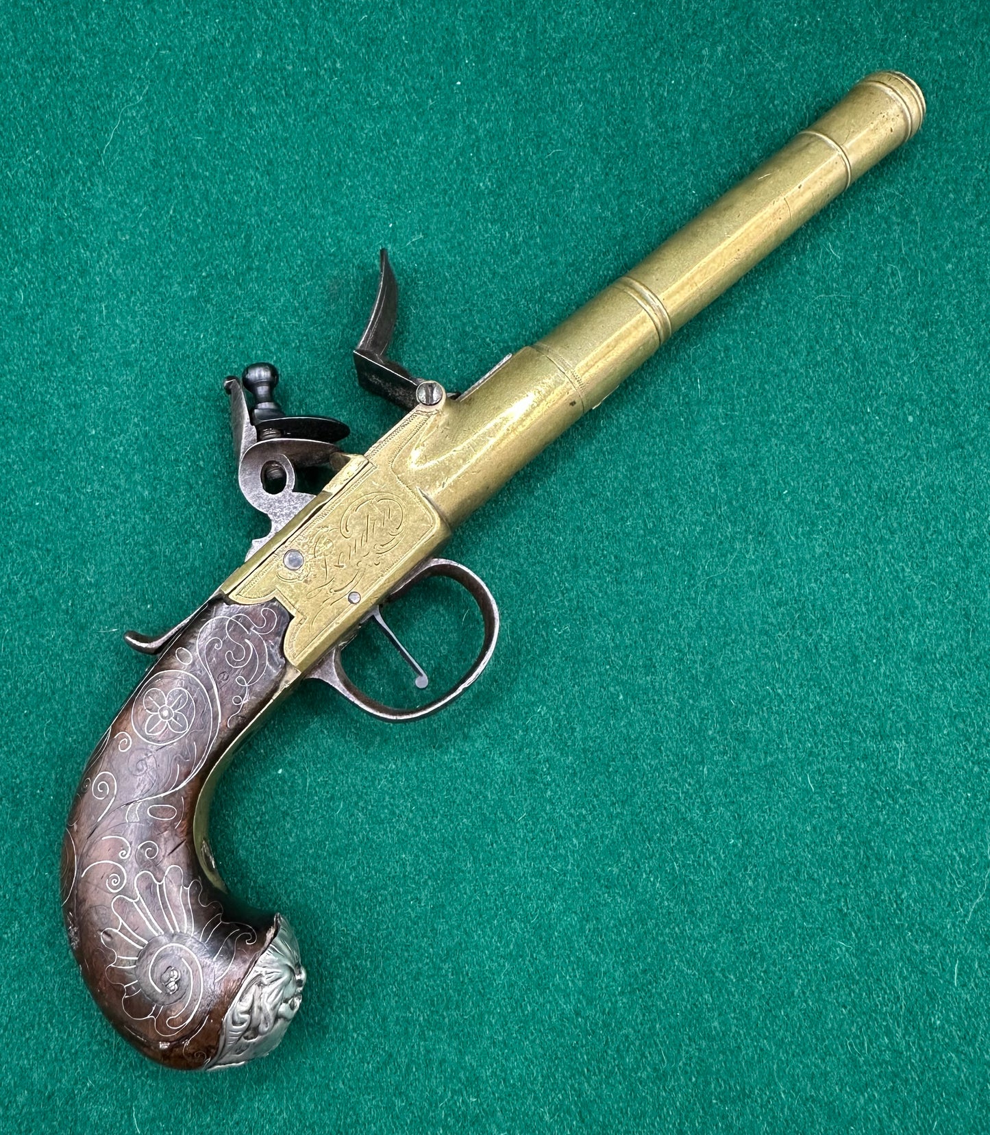 Brass Flintlock Boxlock Queen Anne Type Pocket Pistol By Thomas Archer