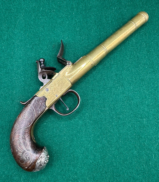 Brass Flintlock Boxlock Queen Anne Type Pocket Pistol By Thomas Archer