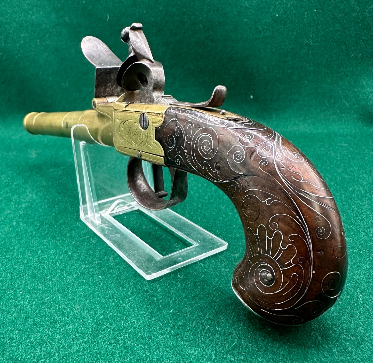 Brass Flintlock Boxlock Queen Anne Type Pocket Pistol By Thomas Archer