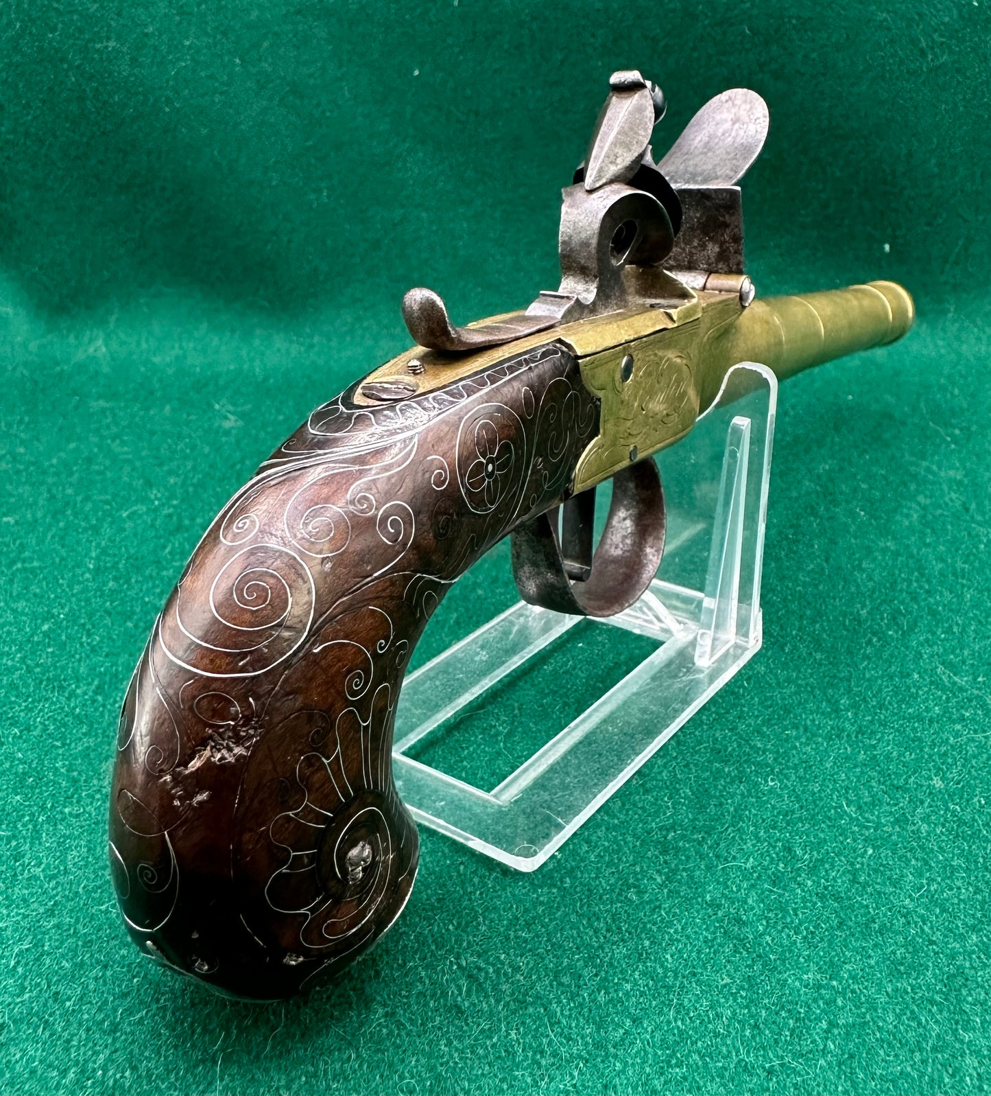 Brass Flintlock Boxlock Queen Anne Type Pocket Pistol By Thomas Archer