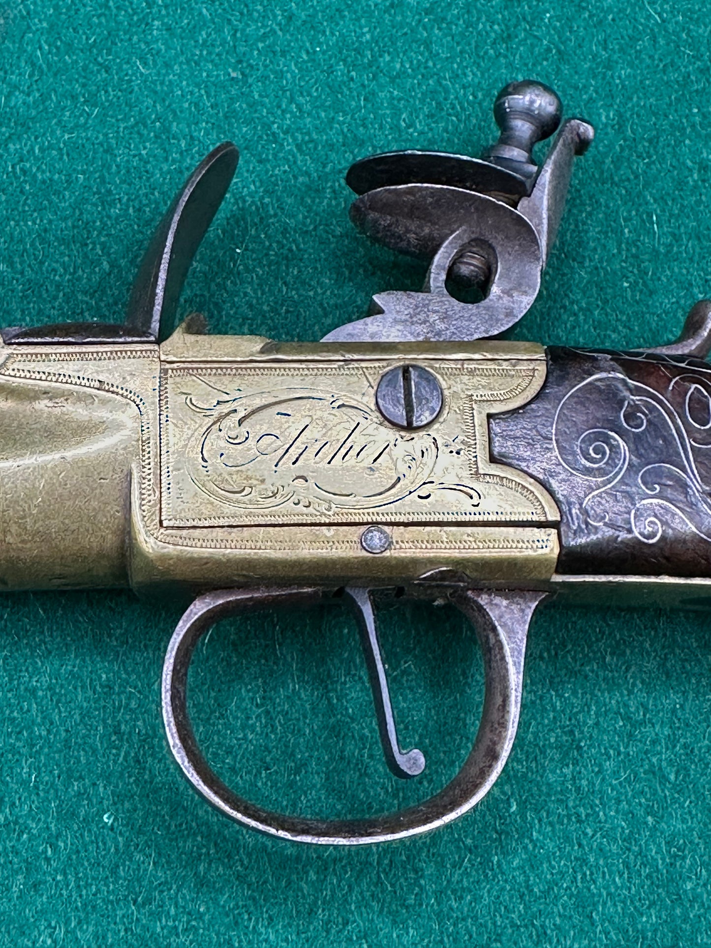 Brass Flintlock Boxlock Queen Anne Type Pocket Pistol By Thomas Archer