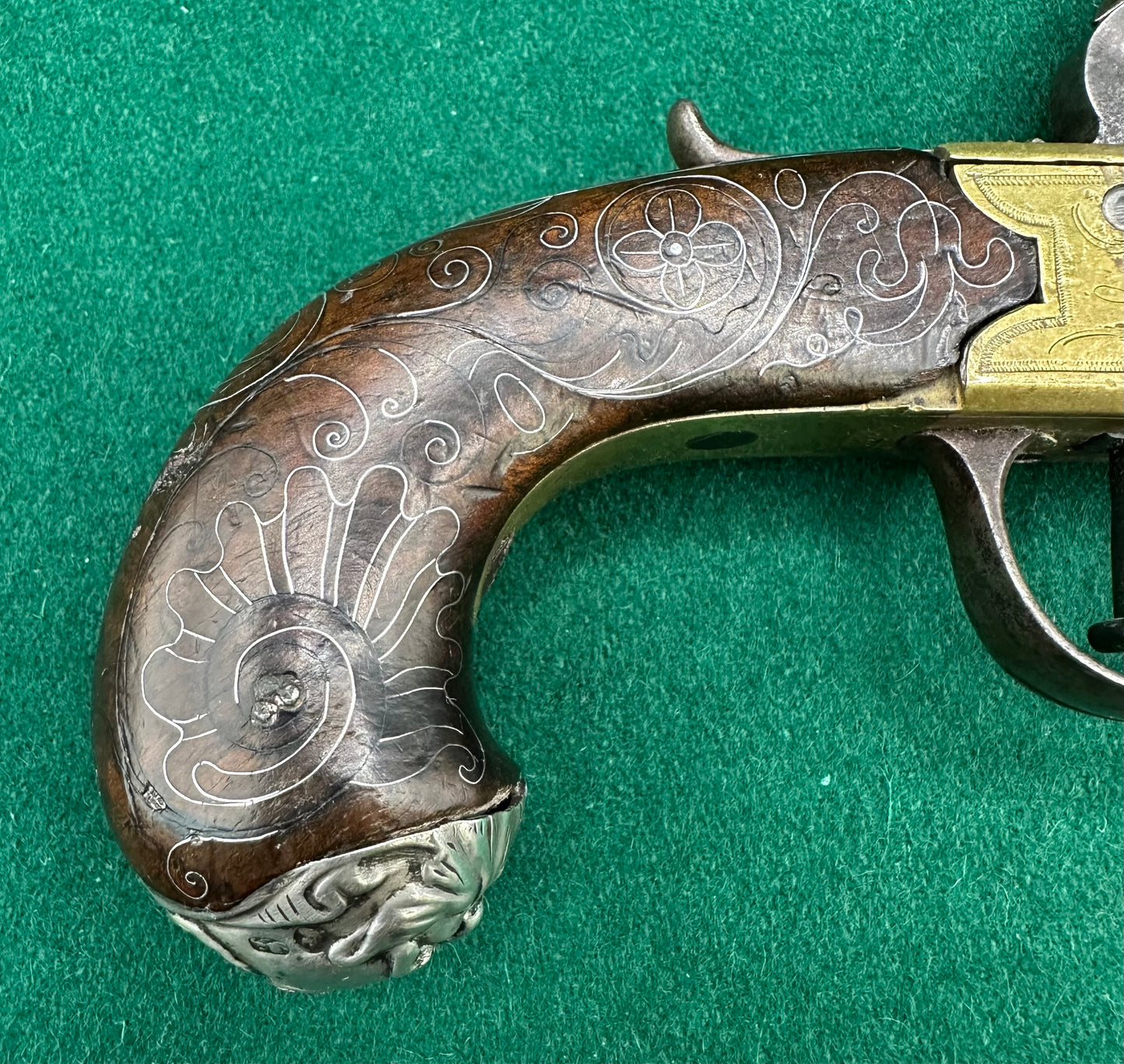 Brass Flintlock Boxlock Queen Anne Type Pocket Pistol By Thomas Archer