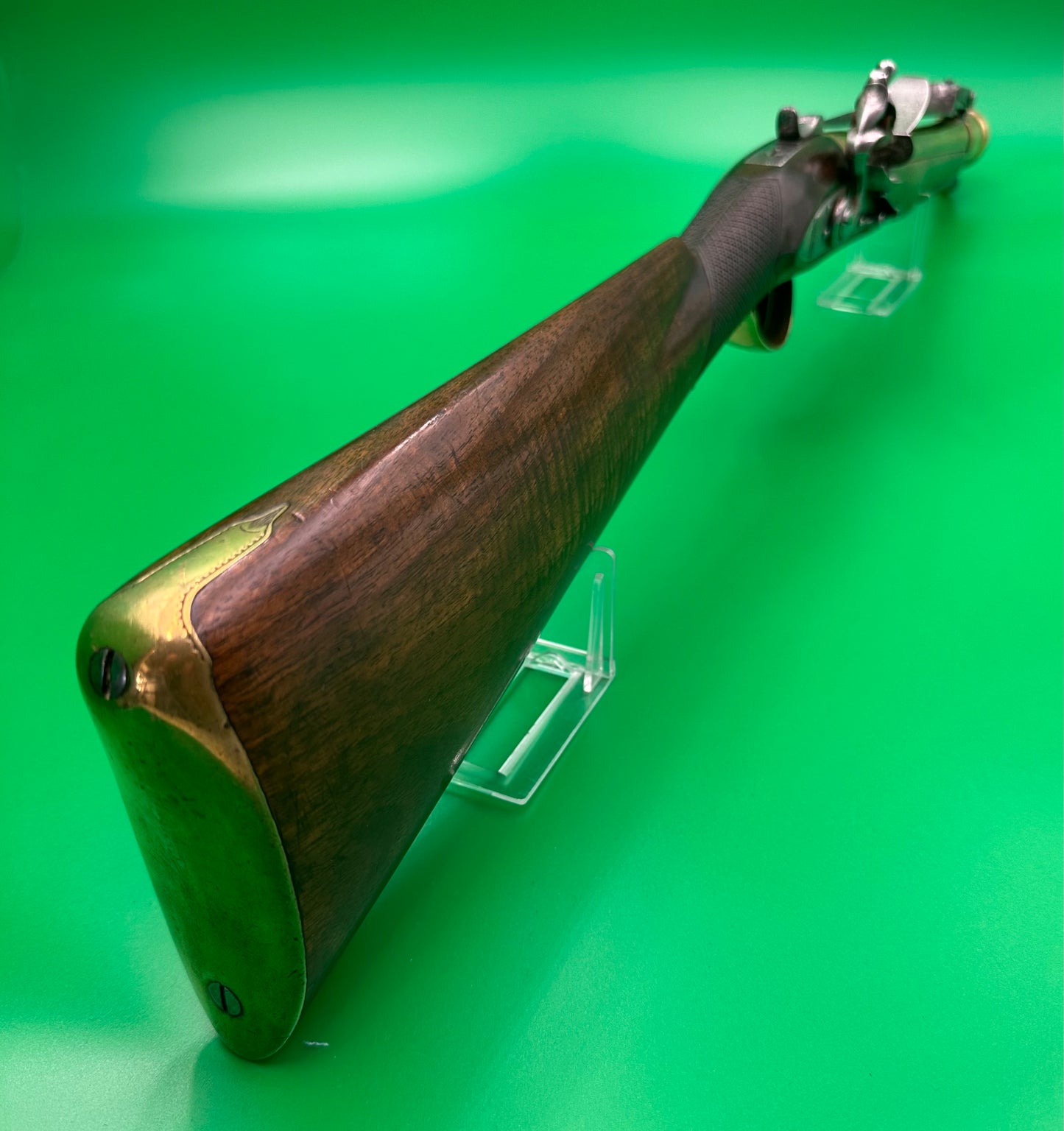 A Handsome Brass Barrelled Flintlock Blunderbuss With A Top Mounted Sprung Bayonet