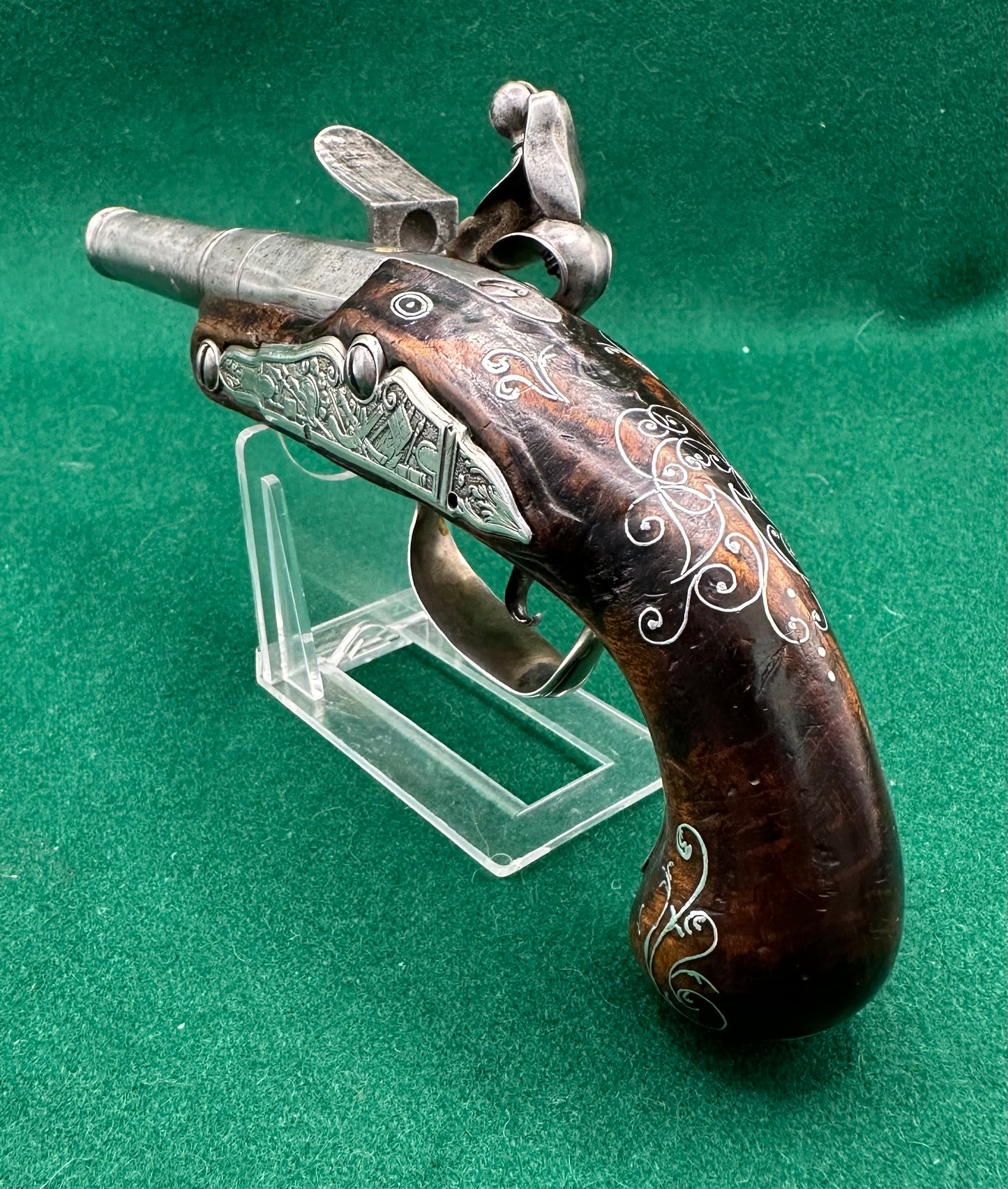 Stunning Silver Mounted French Overcoat Flintlock Pistol Signed Le Lorain A Valence