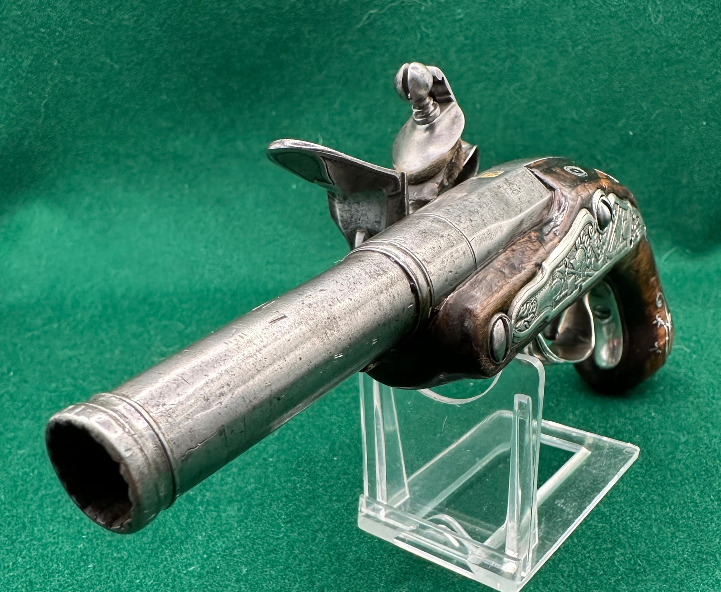 Stunning Silver Mounted French Overcoat Flintlock Pistol Signed Le Lorain A Valence