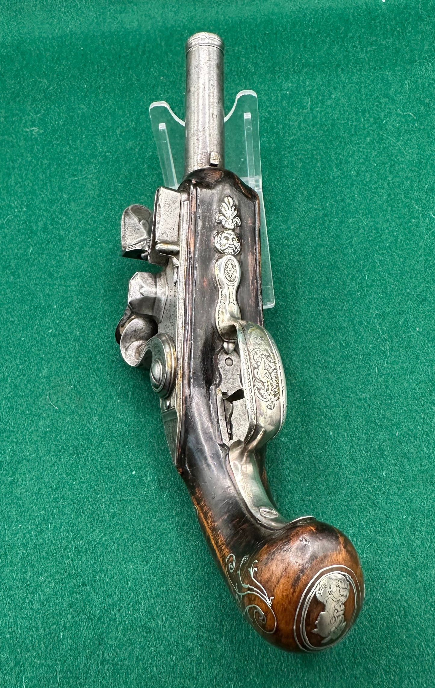 Stunning Silver Mounted French Overcoat Flintlock Pistol Signed Le Lorain A Valence