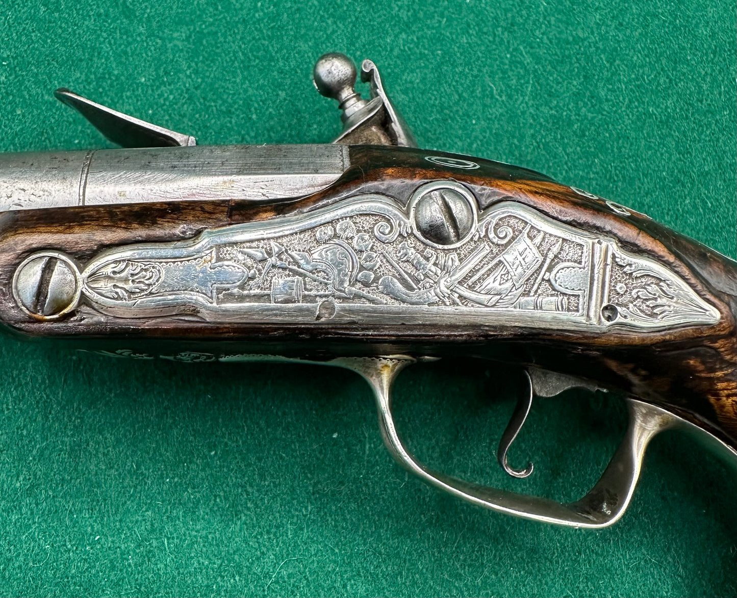 Stunning Silver Mounted French Overcoat Flintlock Pistol Signed Le Lorain A Valence