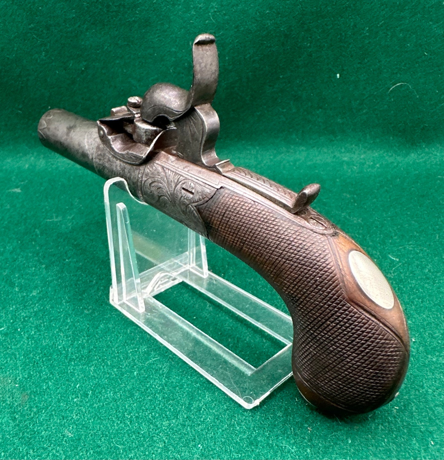 A Fine Early Percussion Cap "Top Hat" Type Pocket Pistol By Sanders Of Loughborough