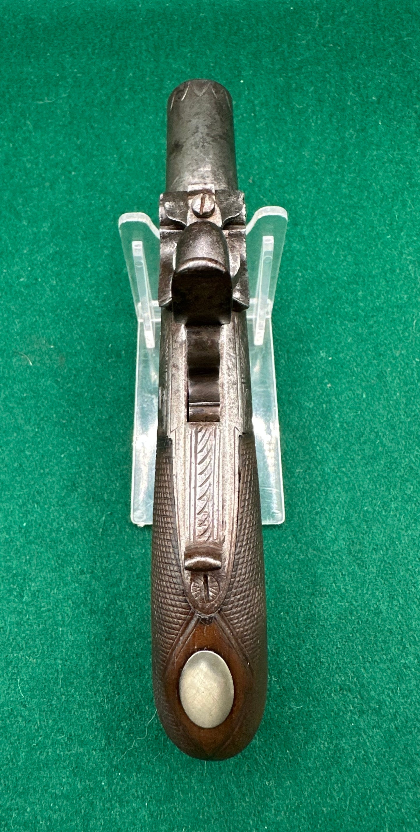 A Fine Early Percussion Cap "Top Hat" Type Pocket Pistol By Sanders Of Loughborough
