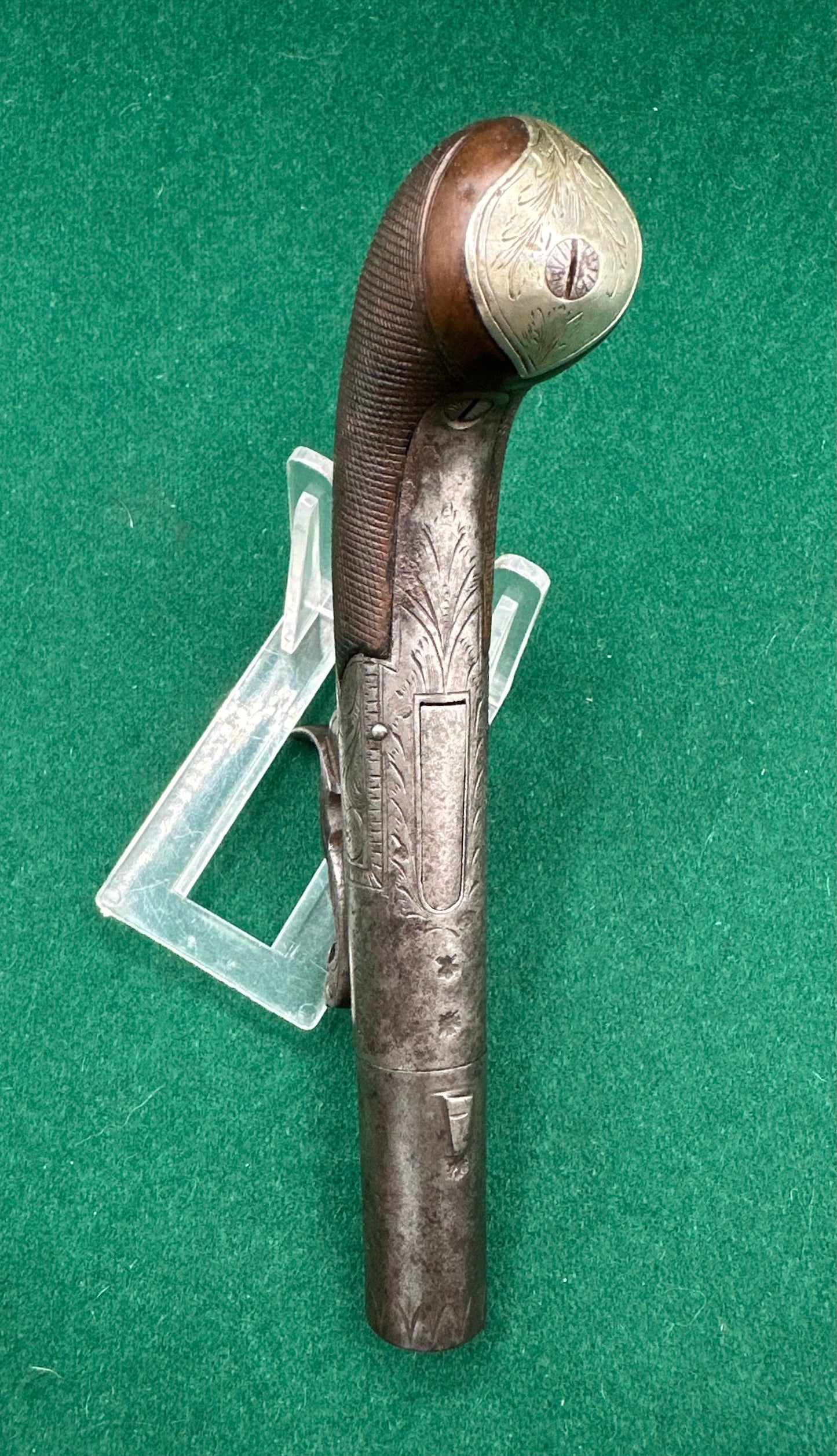 A Fine Early Percussion Cap "Top Hat" Type Pocket Pistol By Sanders Of Loughborough