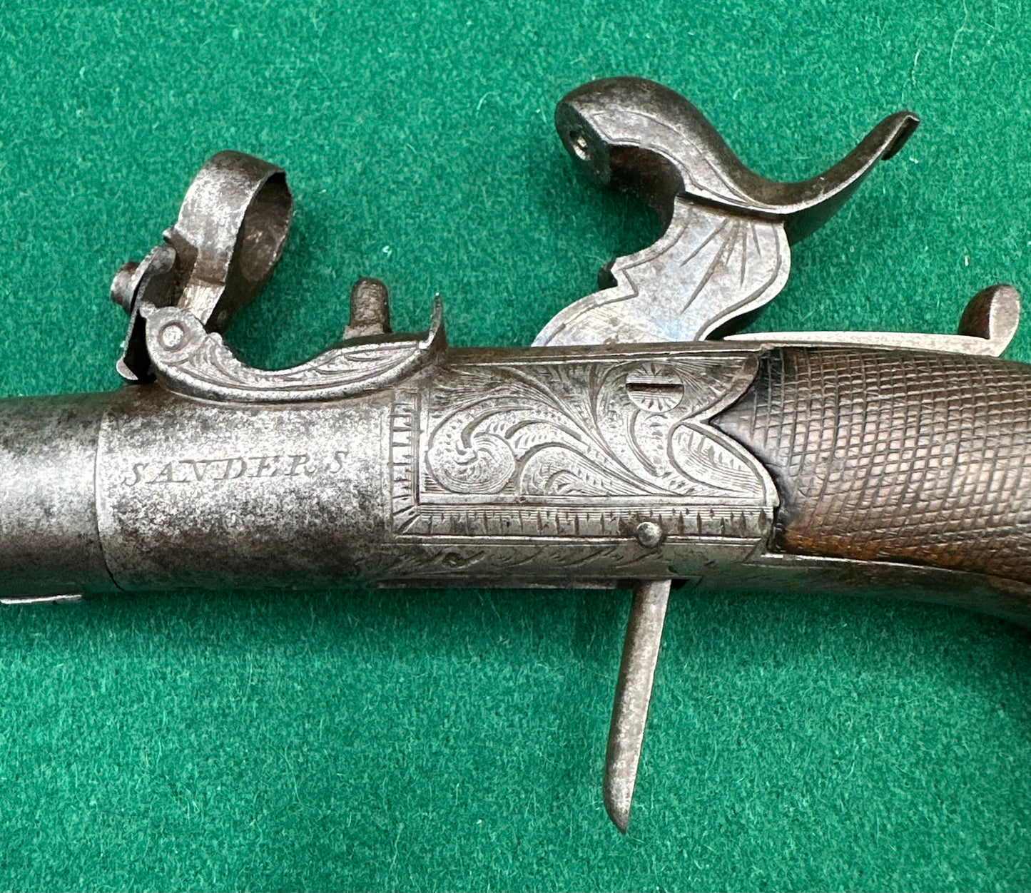 A Fine Early Percussion Cap "Top Hat" Type Pocket Pistol By Sanders Of Loughborough